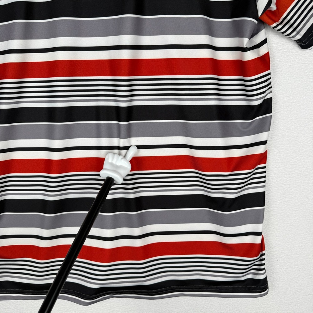 Tattoo Golf Mens L ProCool Performance Stripe Polo Shirt Chest Pocket Skull - Picture 7 of 11